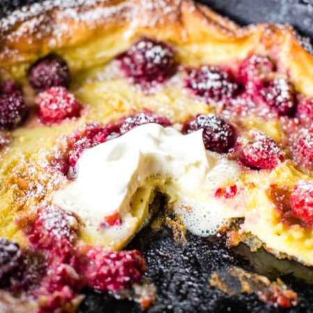 german pancake in cast iron skillet