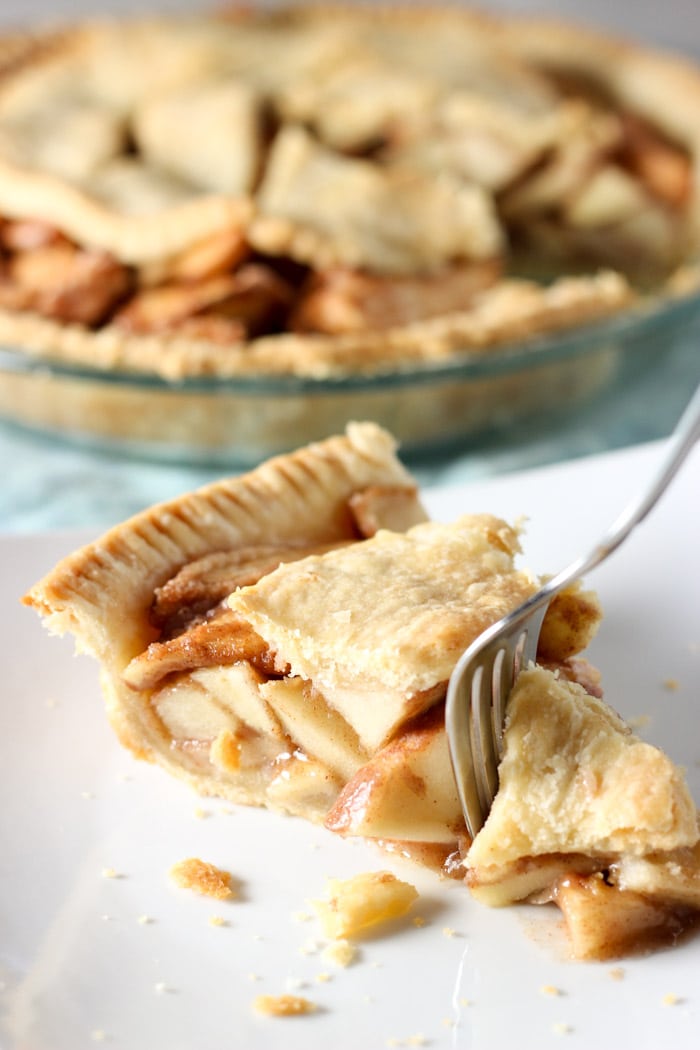 apple pie with fork on plate