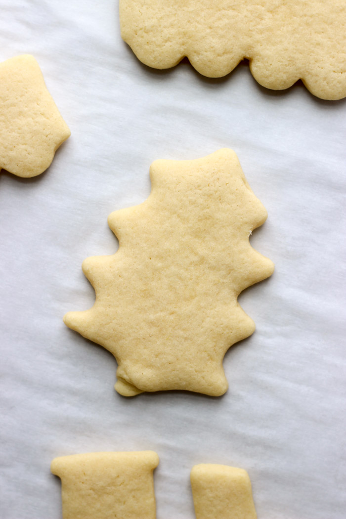 baked sugar cookie on parchment paper