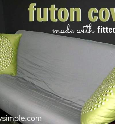 DIY futon cover using fitted sheet