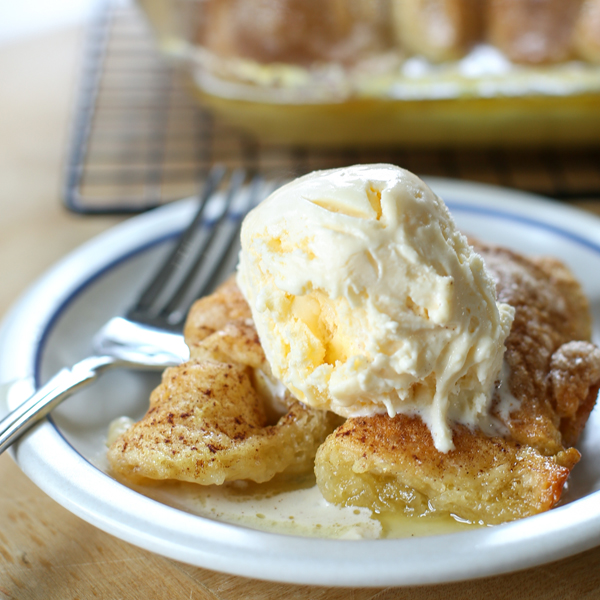 apple dumplings made with mountain dew on a plate