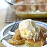 mountain dew apple dumplings with ice cream on a plate