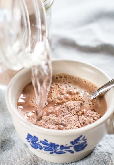 hot water in homemade hot chocolate