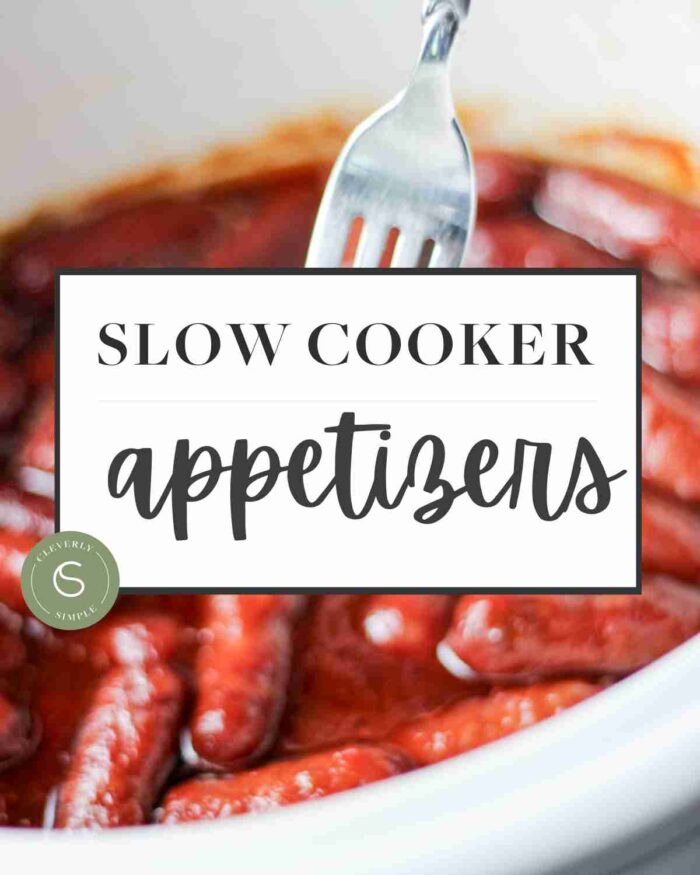 slow cooker appetizers in box with text