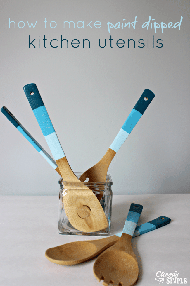 how to make paint dipped kitchen utensils