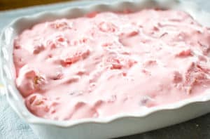 strawberry dessert in pan
