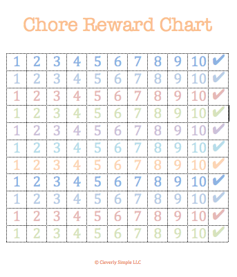 free chore chart rewards printable