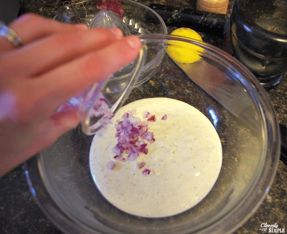 adding red onion to tarter sauce made homemade
