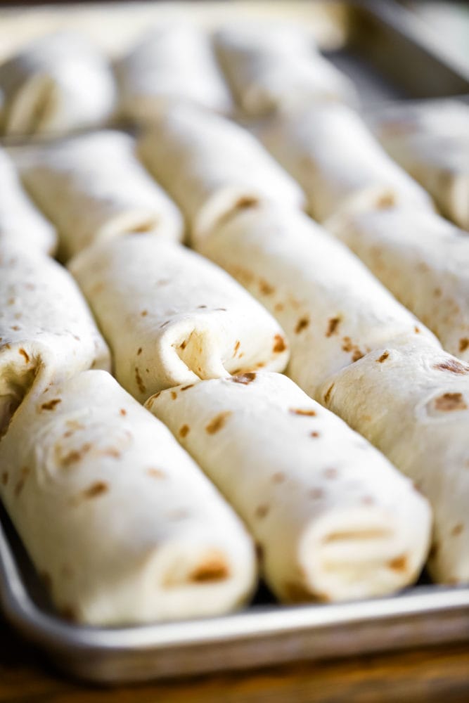 rolled burritos on sheet pan