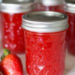 strawberry freezer jam in jar