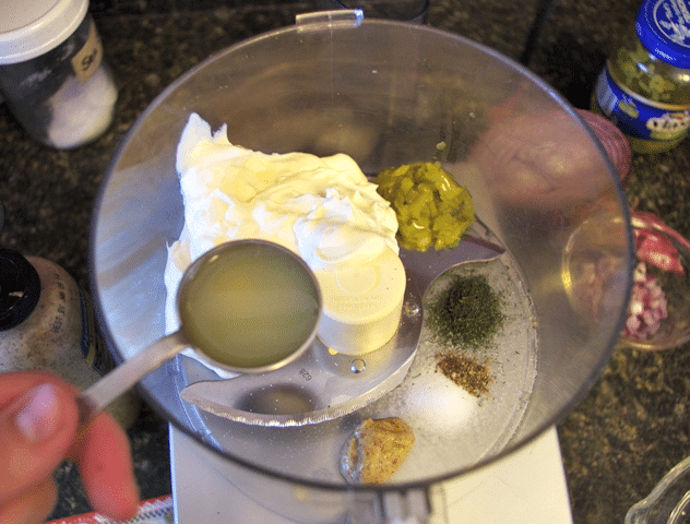 using a food processor for homemade tarter sauce recipe