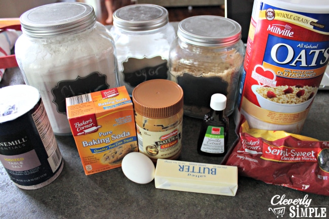 Ingredients for Chocolate Chip Cookies for Freezer Cooking
