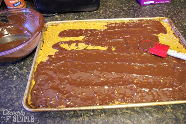 Top chocolate layer in homemade candy bars