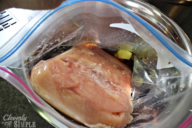 Frozen chicken freezer meal with crockpot or slow cooker