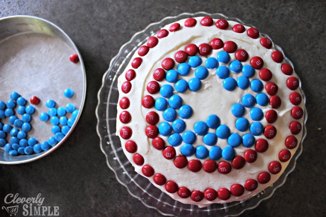 Captain America Cake with MMs