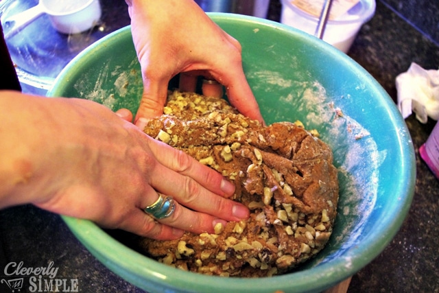 Mixing the ingredients for biscotti