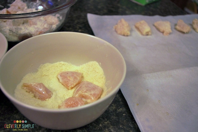 Making homemade chicken nuggets at home