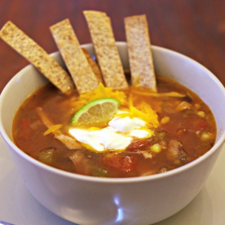 crock pot taco soup in bowl