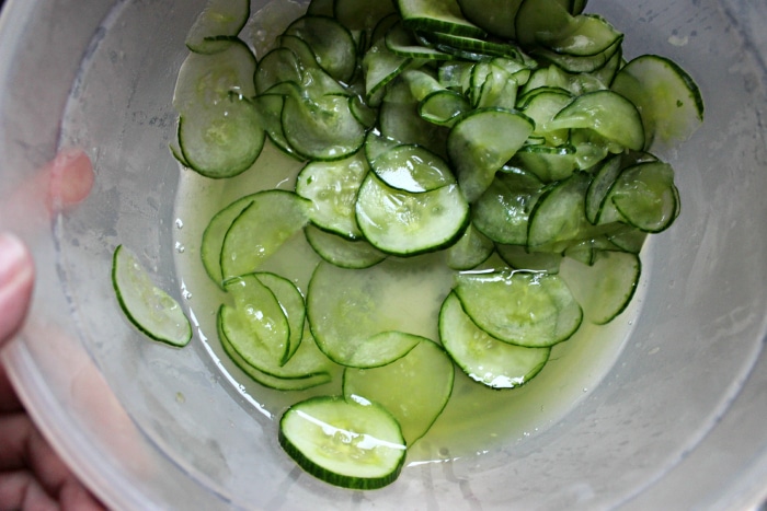soaked cucumber in salt