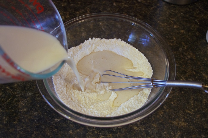 Virginia Apple Pudding Mixing Dry Ingredients with Wet Ingredients