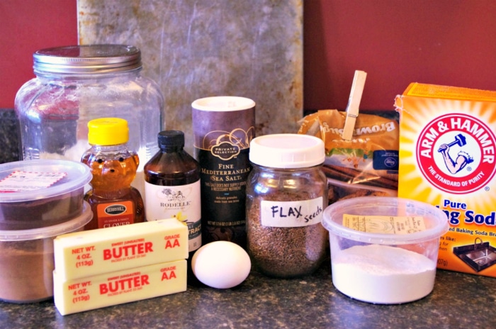 Ingredients to make honey cut out cookies