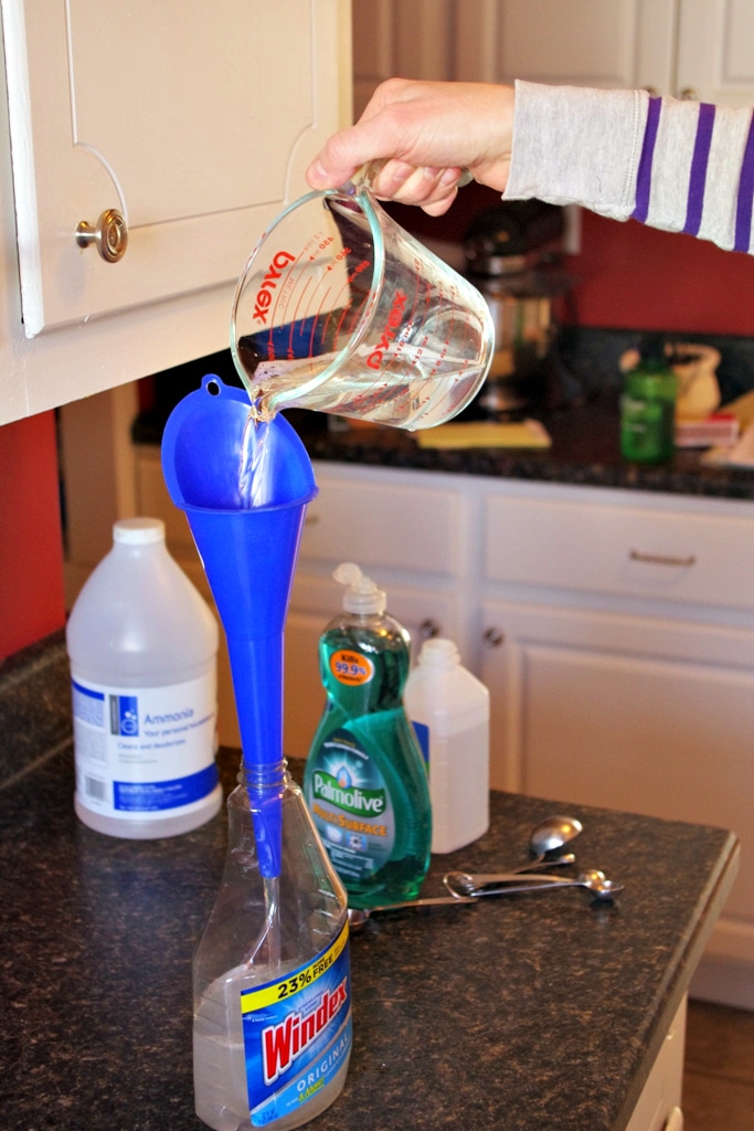 glass cleaner with ammonia in old windex container