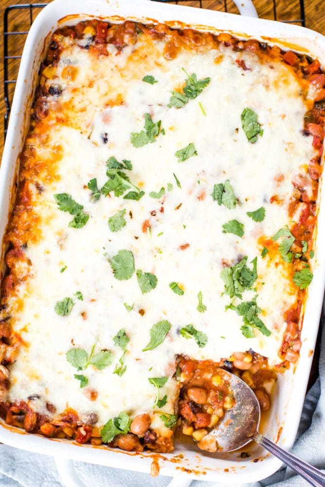 mexican casserole in baking dish