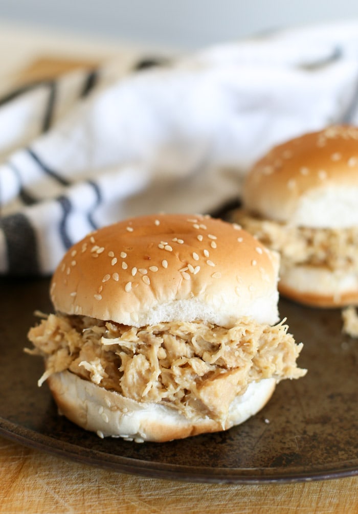 Shredded Chicken Sandwiches In the Crockpot - Cleverly Simple