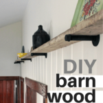 DIY barn wood shelf in the kitchen
