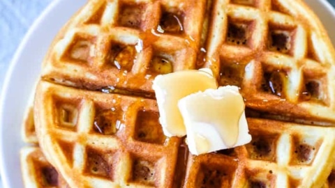 waffles on plate with butter