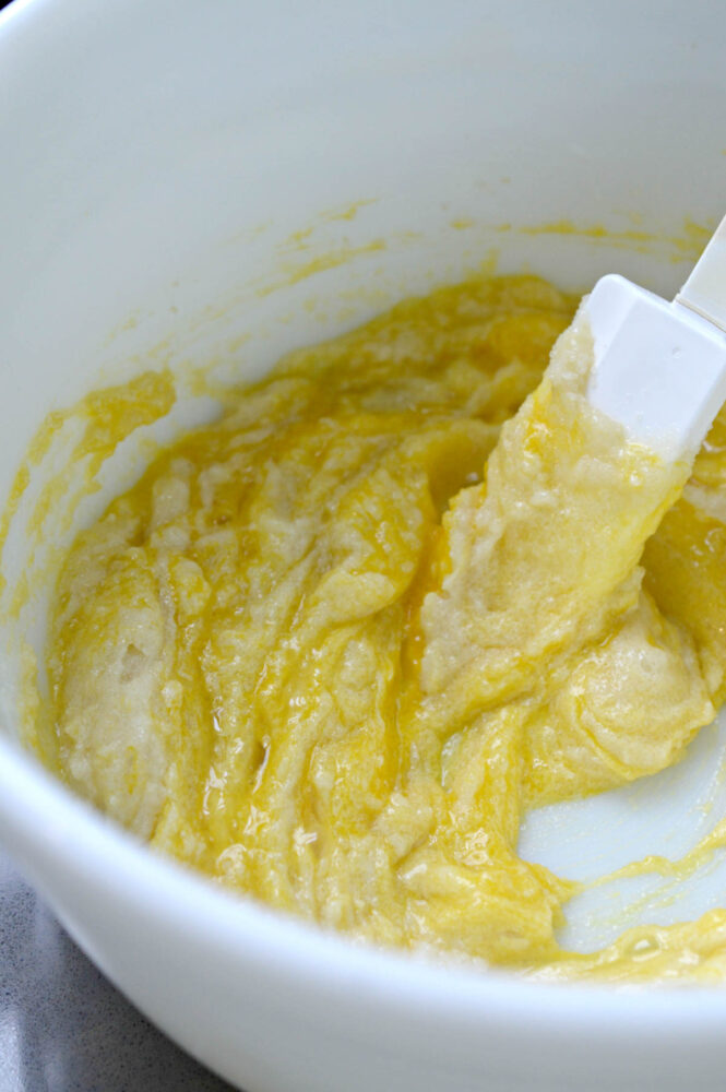 wet ingredients mixed in bowl