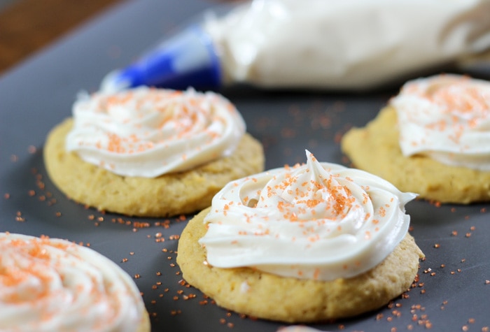 pumpkin cookies with cream cheese frosting 