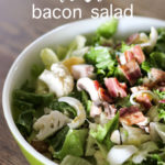 fresh salad with bacon, eggs cauliflower and an easy homemade dressing