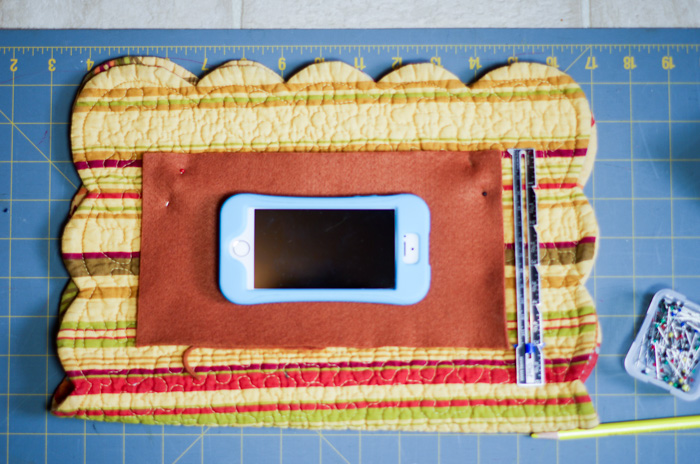 cell phone on placemat