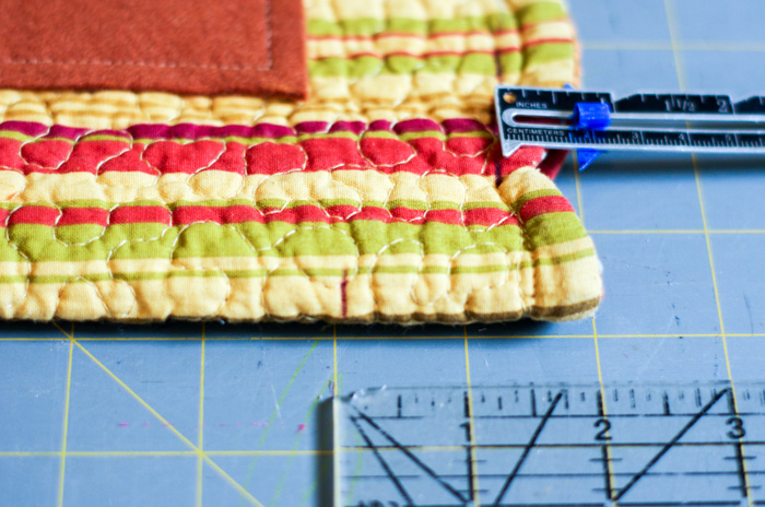 ruler on a placemat before sewing