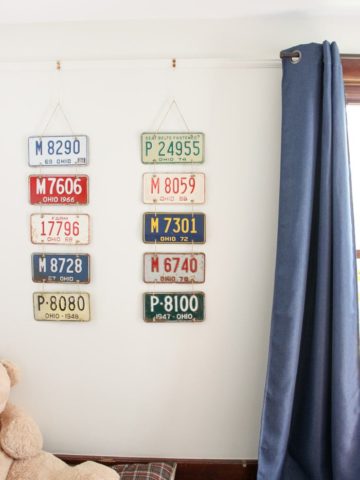 two license plate art wall hangings