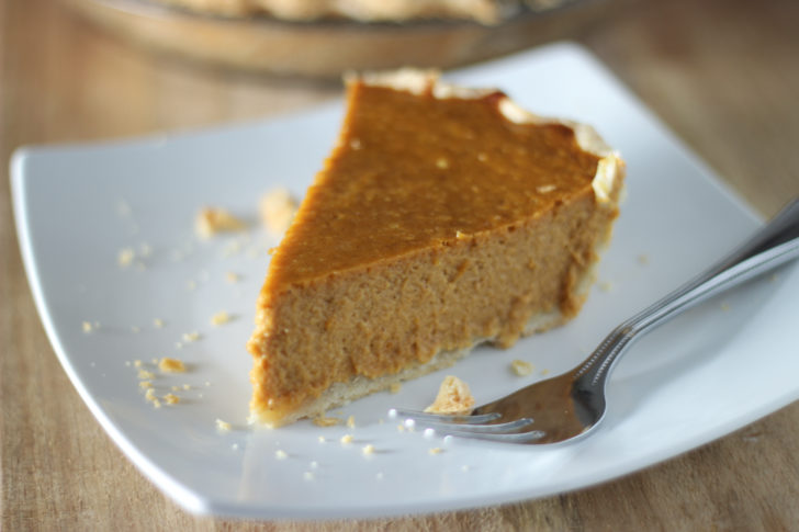 slice of pumpkin pie on plate