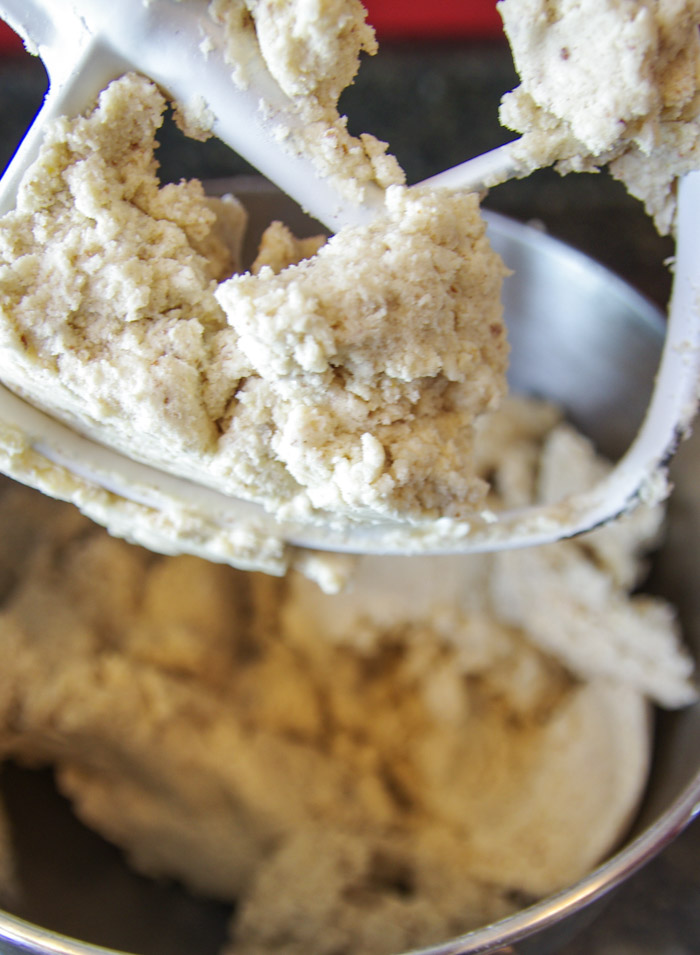 gluten free dairy free egg free sugar cookie dough in mixing bowl
