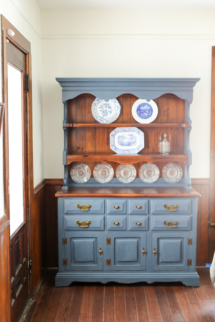blue painted hutch