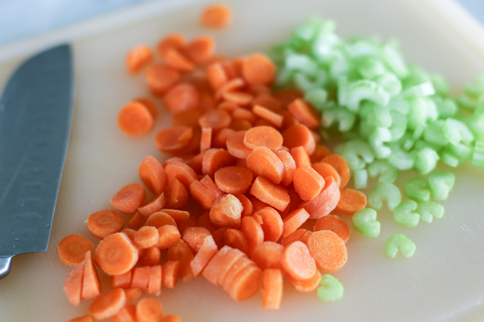 chopped carrots and celery