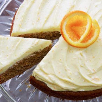 orange frosting on cake