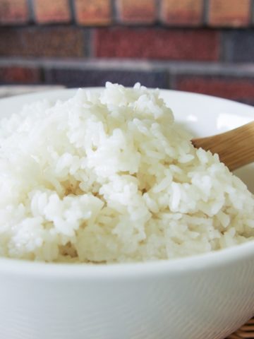 instant pot rice in a bowl with spoon
