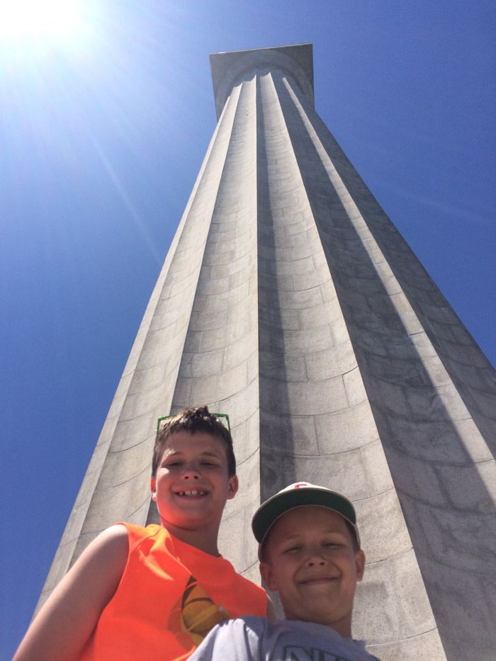 boys in front of Perrys monument