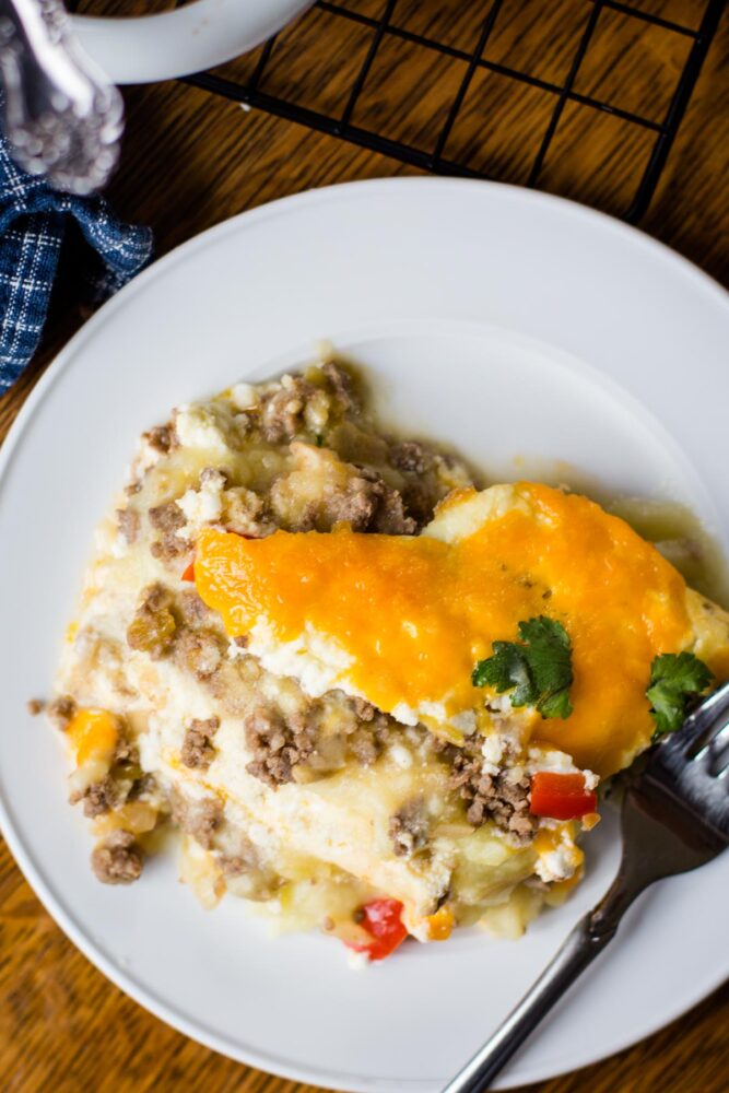 close up of serving of ground venison recipe on plate