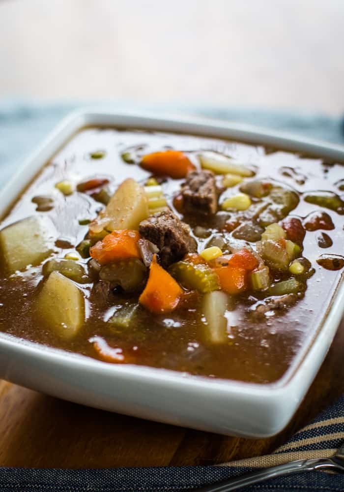 vegetable beef soup made in the crock pot