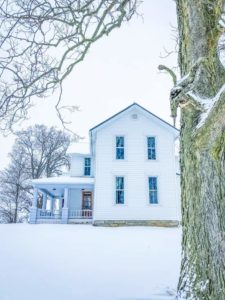 ohio farmhouse in snow
