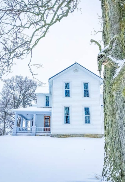 ohio farmhouse in snow