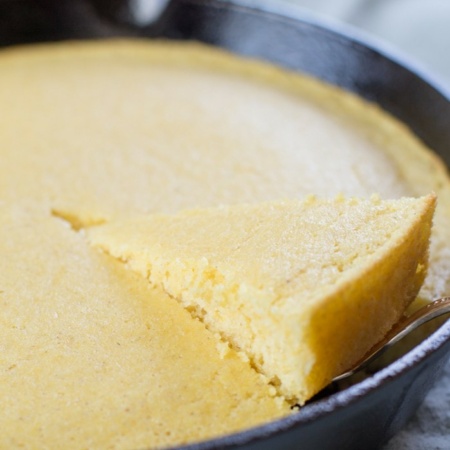 homemade cornbread in a cast iron skillet