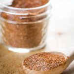 homemade chili seasoning in jar with tablespoon
