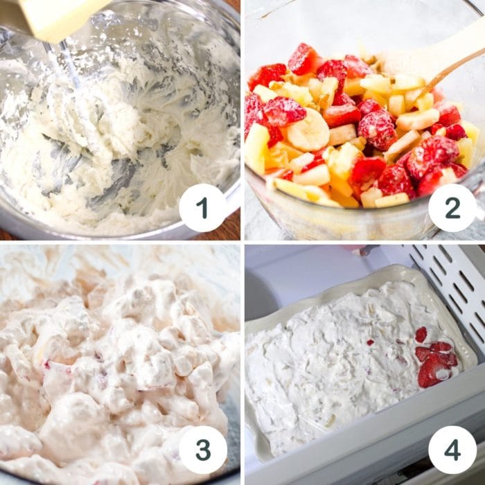 step by step photos on how to make frozen fruit salad